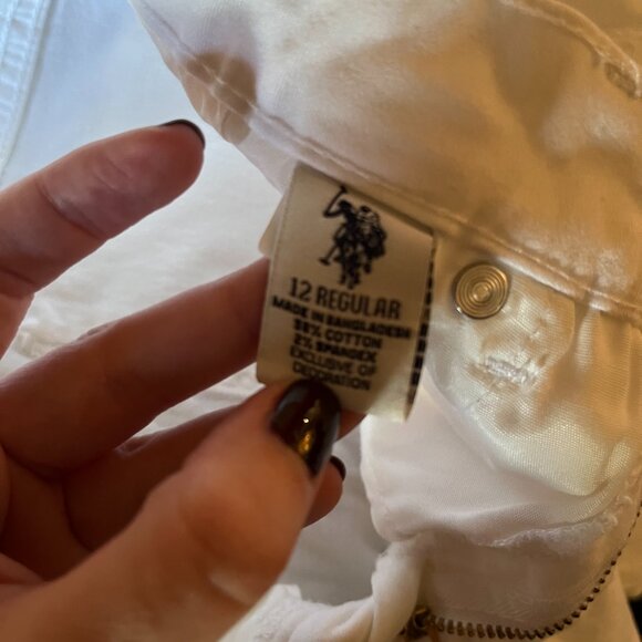 US Polo Assn. White Cropped Jeans w/ Embroidered Flowers and Patches 12 Regular - Picture 8 of 10
